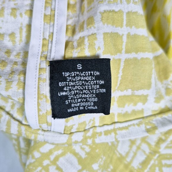 W118 By Walter Baker Lined Yellow Green Abstract Drop Waist Dress Size Small - Picture 4 of 4